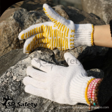 SRSAFETY blanqueado costura guantes de trabajo guante de trabajo de algodón